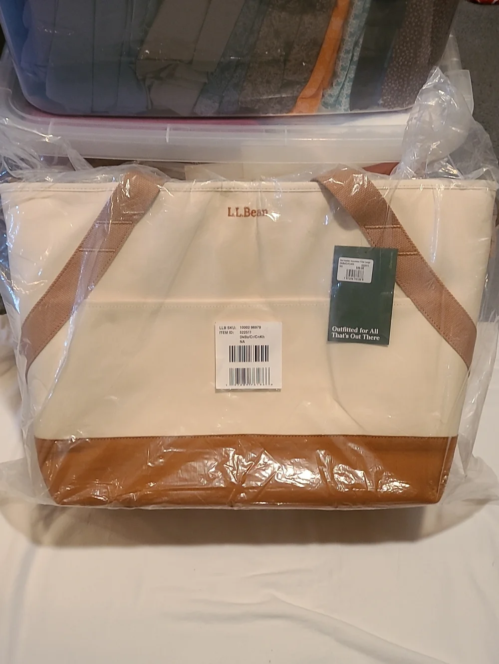 L.L. Bean Insulated Nor'easter Tote, NWT, Cream Tan Large Strong LL Bean